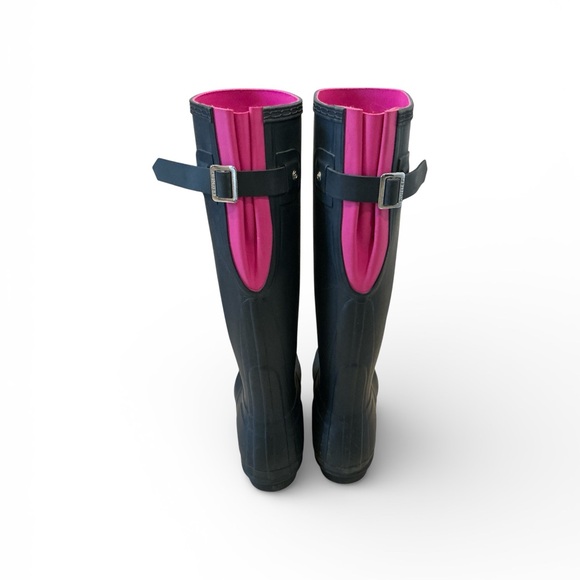 Hunter Shoes - Hunter navy blue and pink adjustable back original tall rainboots size 6 women’s